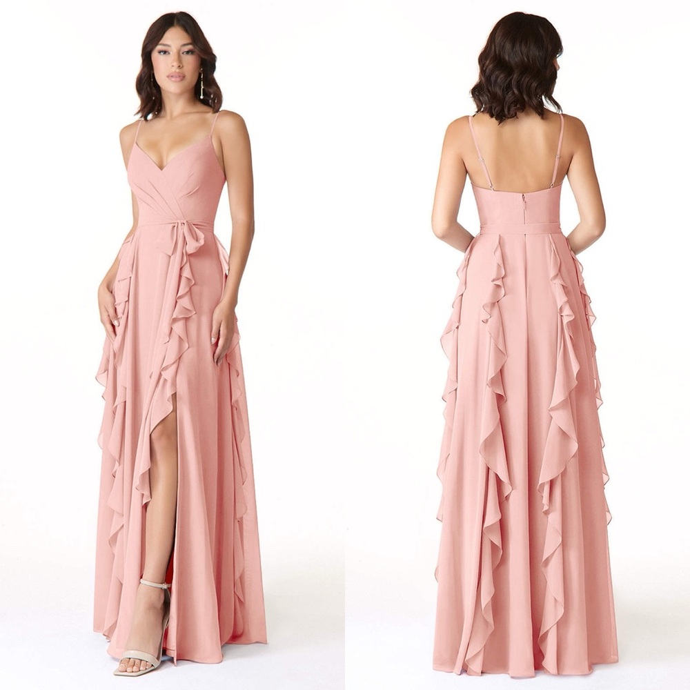 Azazie | Rosette A-Line Ruched Chiffon Maxi Dress